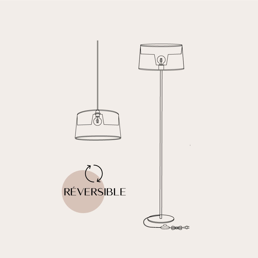 LUCETTA - Abat-jour beige réversible en lin - Ø38 cm