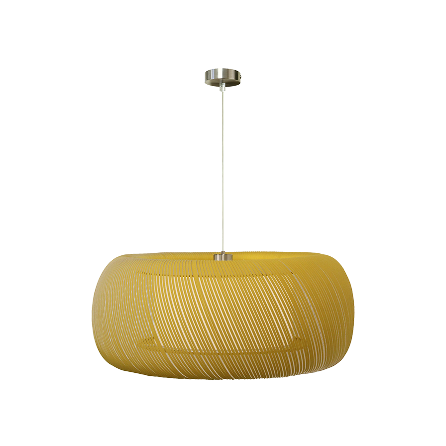 Suspension BONIE 57 cm jaune, design moderne en velours, idéale pour un intérieur chaleureux.