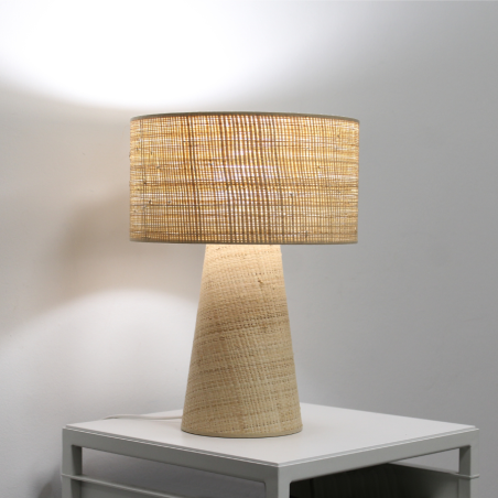Lampe de table en rotin naturel, touche chaleureuse et bohème pour votre espace