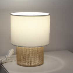 TABATA - lampe de table coton blanc écru et sisal naturel - Ø17 cm