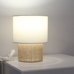 TABATA - lampe de table coton blanc écru et sisal naturel - Ø17 cm