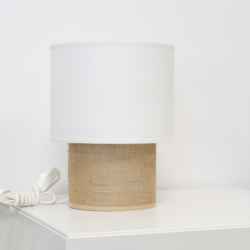 TABATA - lampe de table coton blanc écru et sisal naturel - Ø17 cm