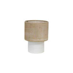 Lampe de table TABATA avec abat-jour en sisal naturel et pied en coton blanc