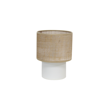 Lampe de table TABATA avec abat-jour en sisal naturel et pied en coton blanc