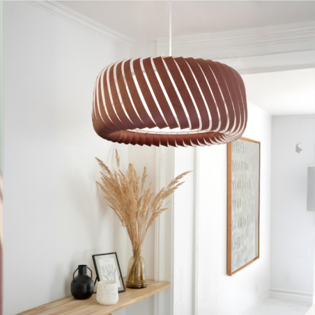 Sinaya Luminaire CLYDE Suspension de 57 cm rose velours dans un salon minimaliste et moderne épuré