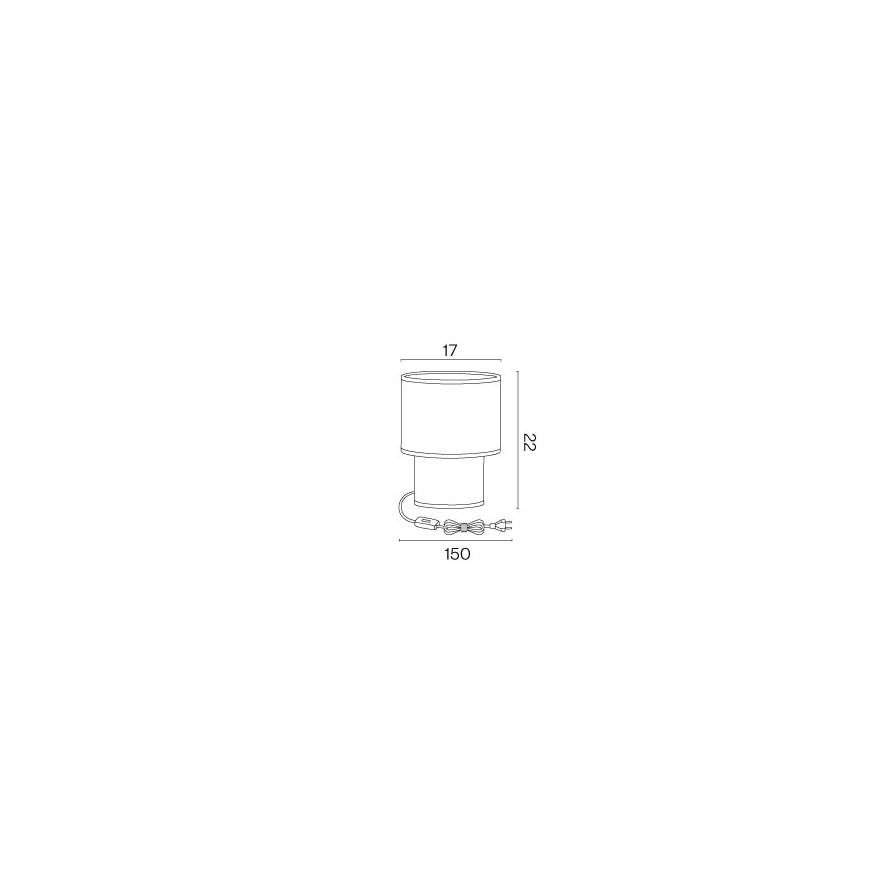 Image technique de la lampe Maurice avec les dimensions suivantes : 22 cm de hauteur, 17 cm de diamètre et un câble de 150 cm.