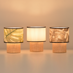 Collection TABATA lampes mise en avant lampe blanche, lampe motifs jungle, lampe motifs exotique