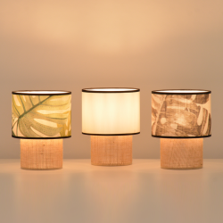 Collection TABATA lampes mise en avant lampe blanche, lampe motifs jungle, lampe motifs exotique