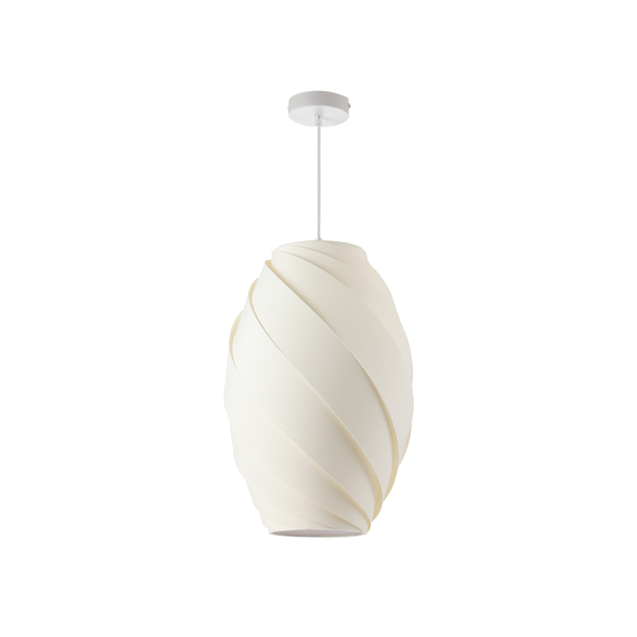 Suspension KELLY en chintz blanc, un luminaire élégant et épuré pour un intérieur moderne et contemporain.