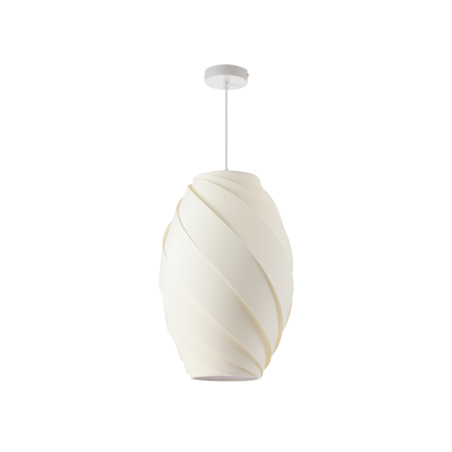 Suspension KELLY en chintz blanc, un luminaire élégant et épuré pour un intérieur moderne et contemporain.