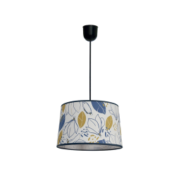 Suspension à motifs fleuris et automnale couleurs blanc, bleu marine et pécan