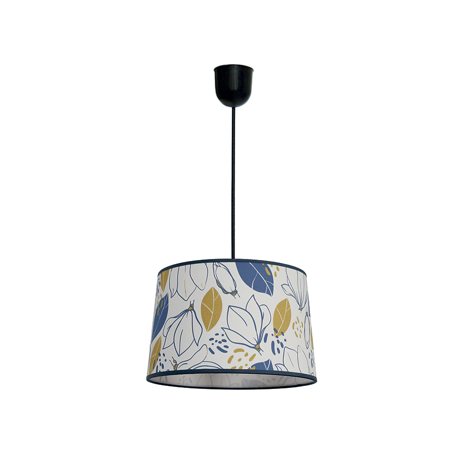 Suspension à motifs fleuris et automnale couleurs blanc, bleu marine et pécan