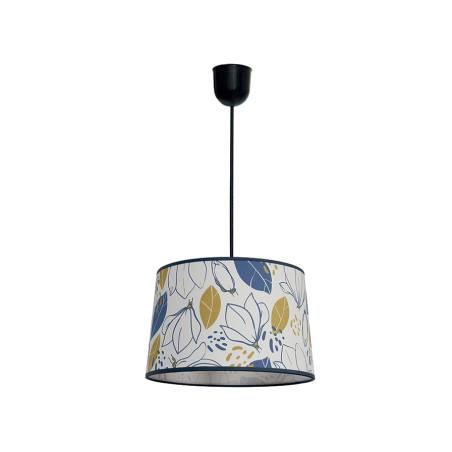Suspension à motifs fleuris et automnale couleurs blanc, bleu marine et pécan
