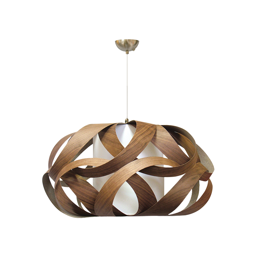 Suspension en bois de noyer KIM, design haut de gamme avec structure entrelacée et ajourée ｜ Sinaya luminaires