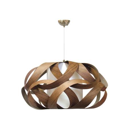 Suspension en bois de noyer KIM, design haut de gamme avec structure entrelacée et ajourée ｜ Sinaya luminaires