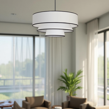 Luminaire suspendu au plafond KATIE en coton blanc, parfaite pour salon, salle à manger ou chambre