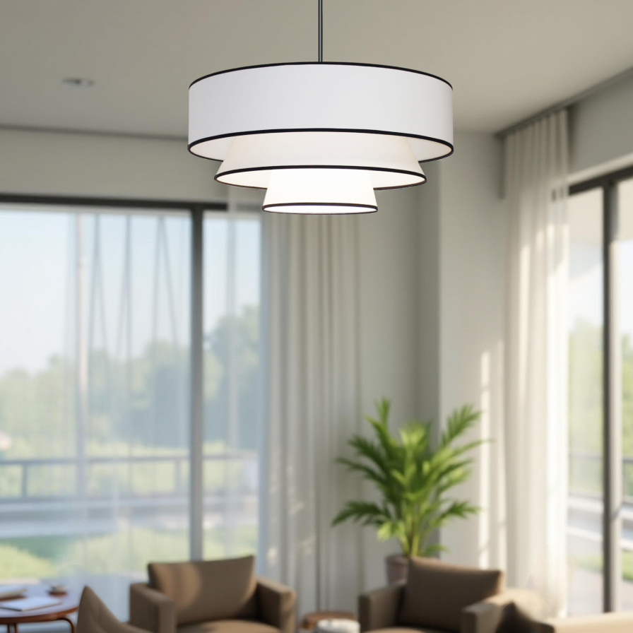 Suspension volumineuse majestueuse en coton blanc, luminaire moderne Sinaya luminaires