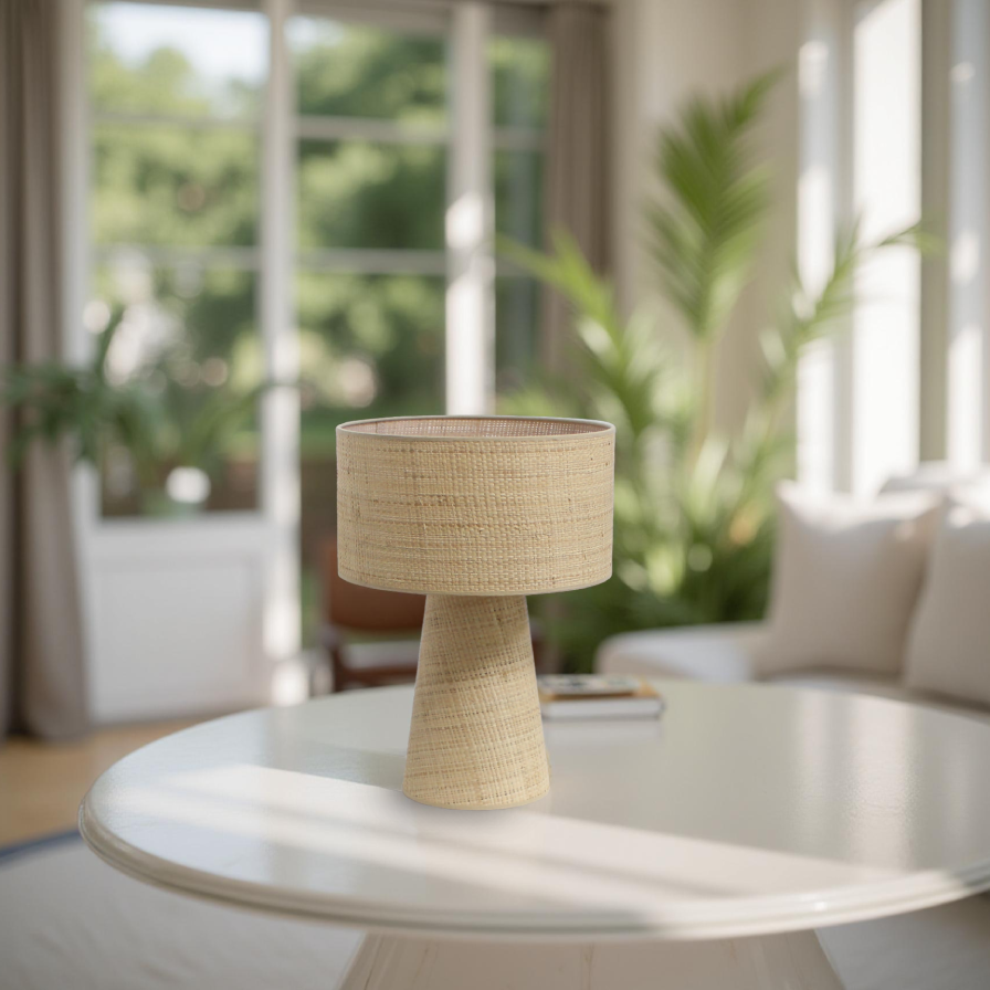 Lampe à poser en rotin naturel tressé, luminaire naturel bohème Sinaya luminaires