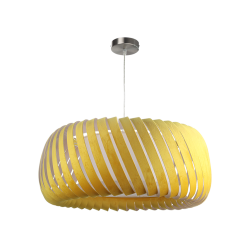 Suspension en velours jaune vif, à lames incurvées, forme torsadée, design moderne et chic