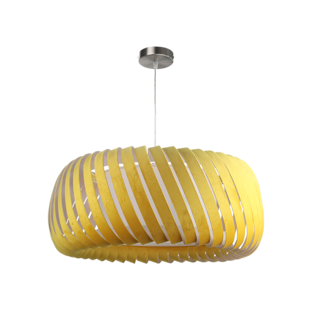 Suspension en velours jaune vif, à lames incurvées, forme torsadée, design moderne et chic