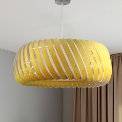Suspension ajouré design entrelacé en velours jaune - Sinaya luminaires