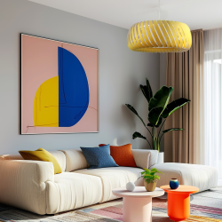CLYDE - Suspension Design en Velours Jaune - Ø57 cm