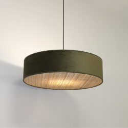 Suspension TAMBOR vue du dessous mettant en avant le rotin naturel tressé - Sinaya luminaires