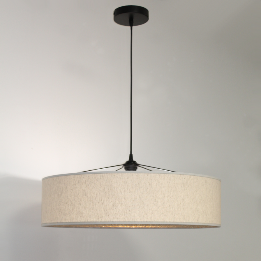 Suspension en rotin naturel tressé et lin - Sinaya luminaires