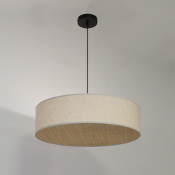 Luminaire suspendu en lin et rotin naturel tressé style Naturel Bohème - Sinaya luminaires