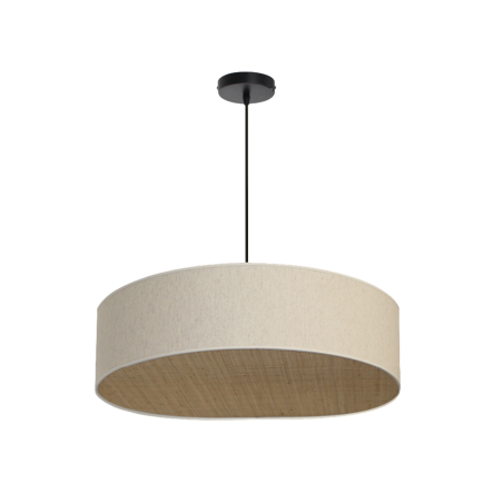Suspension TAMBOR en lin et rotin naturel tressé - Sinaya luminaires