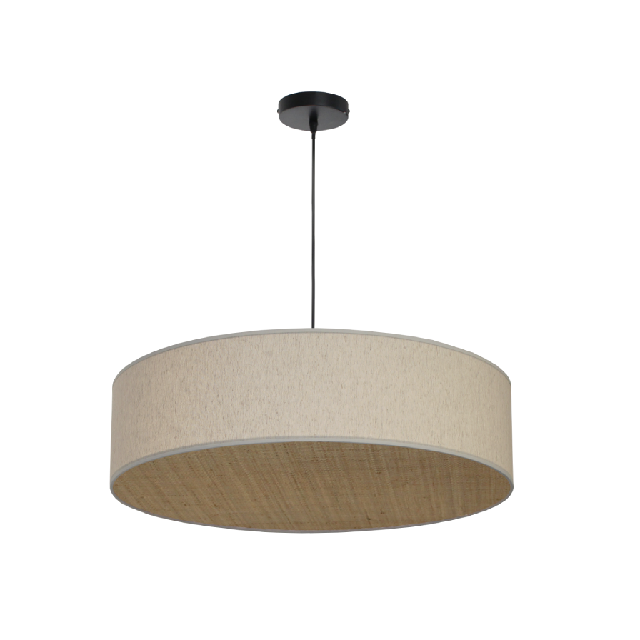 Suspension TAMBOR en lin et rotin naturel tressé - Sinaya luminaires