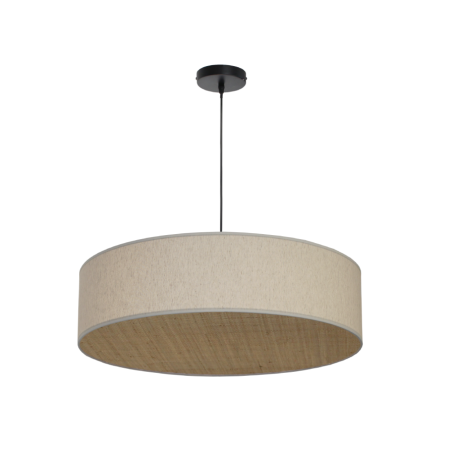 Suspension TAMBOR en lin et rotin naturel tressé - Sinaya luminaires