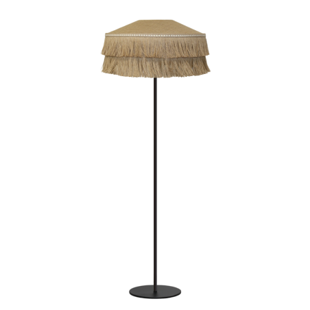 Lampadaire décoratif en sisal et jute double frange, bandeau tissé | Sinaya luminaires