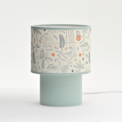 CASPER - Lampe de table enfant à motif dinosaure en coton et viscose - Ø17 cm