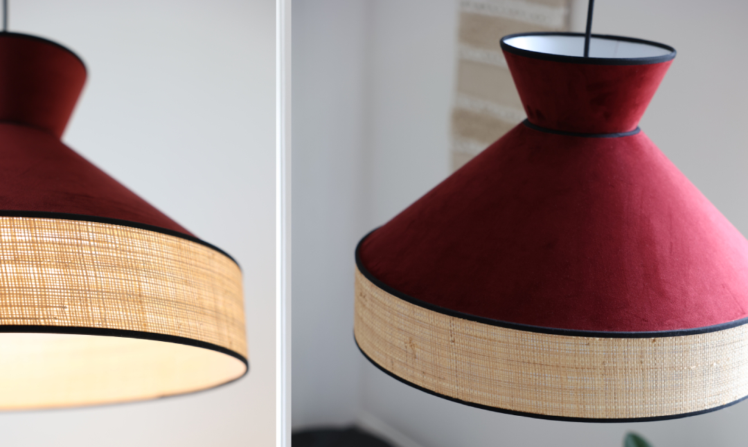 Collection GATSBY - Luminaires en velours et rotin | Sinaya